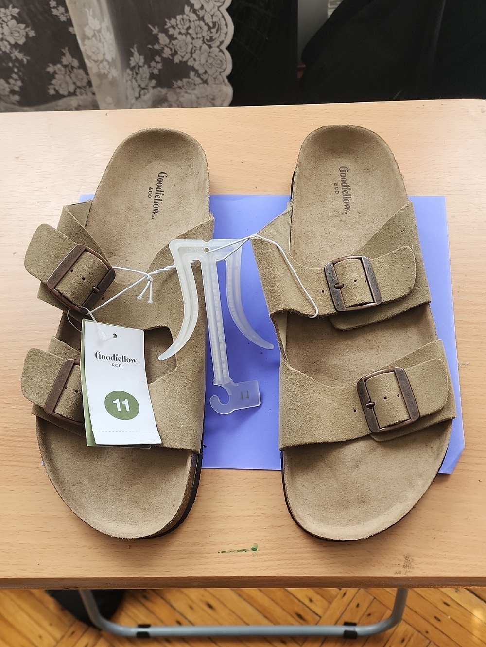 Goodfellow & Co Taupe Suede Double-Buckle Sandals